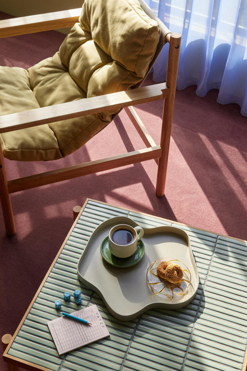 Tile sofabord, Mint/Natur - 61x66 cm